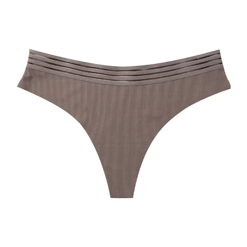 One-Piece Ice Silk String Panties Ribbed Mesh Seamless Panties Ladies Cotton Crotch Girls Sexy Thongs-RANBAO