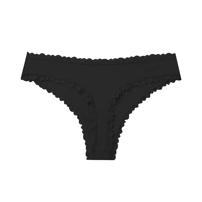 Custom OEM Design Ladies Panties Thong Lace Mid-Waist Sexy Thong Breathable European and American Women Underwear-RANBAO