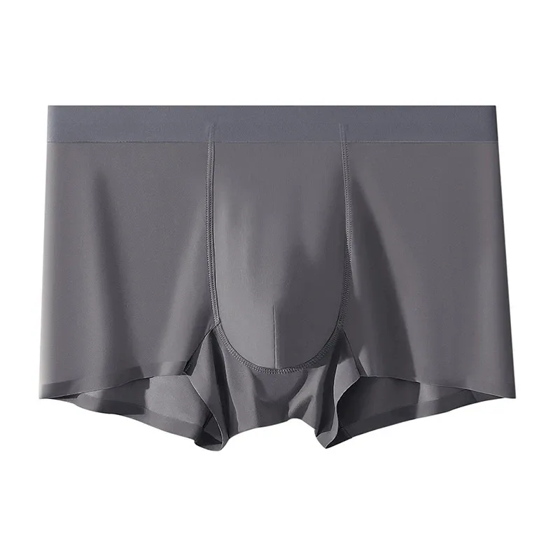 Custom Logo Mid Rise Brief Comfortable Fashionable Breathable Seamless Ice Silk Man Boxer Underwear-RANBAO