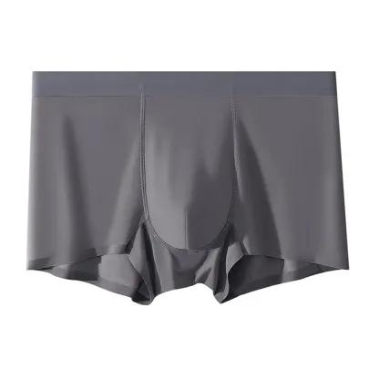 Custom Logo Mid Rise Brief Comfortable Fashionable Breathable Seamless Ice Silk Man Boxer Underwear-RANBAO