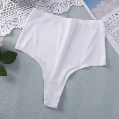 High-Waisted Large Size Thong Panties Women's Ice Silk One-Piece Seamless Sexy Panties Sports Quick Dry Briefs Thongs-RANBAO
