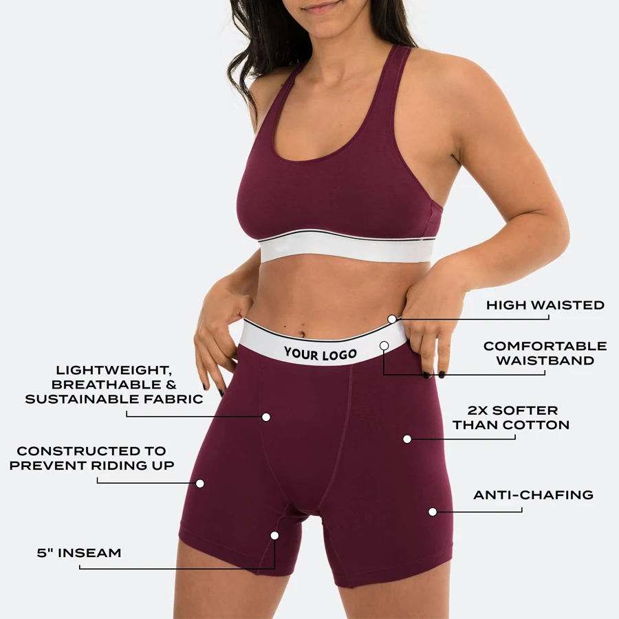 Custom Durable Sustainable Plus Size High Waisted  5 Inch Modal BoyShorts Womens Baller Boxers Briefs-RANBAO