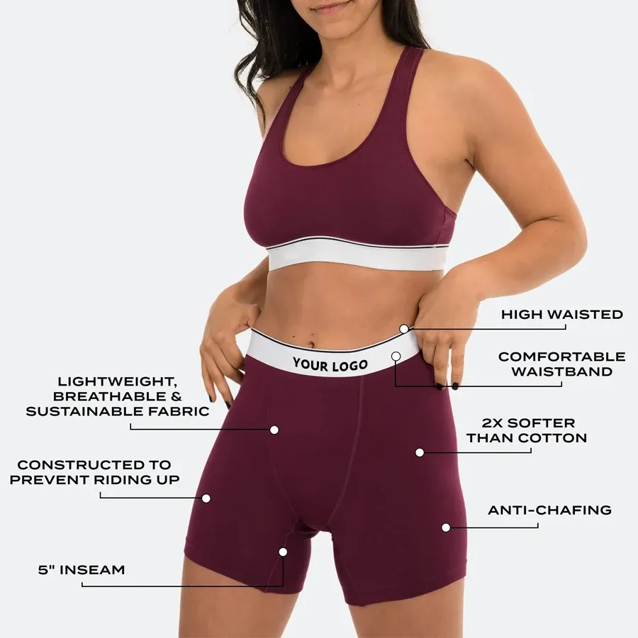 Custom Durable Sustainable Plus Size High Waisted  5 Inch Modal BoyShorts Womens Baller Boxers Briefs-RANBAO