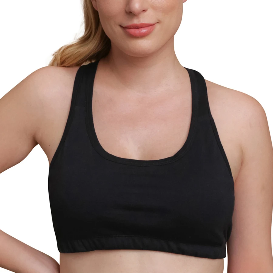 100% Organic Cotton Hypoallergenic Racerback Crop Top Padded Sports Bra Breathable Design Plus Size Eczema Print Line-RANBAO