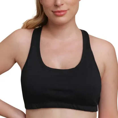 100% Organic Cotton Hypoallergenic Racerback Crop Top Padded Sports Bra Breathable Design Plus Size Eczema Print Line-RANBAO