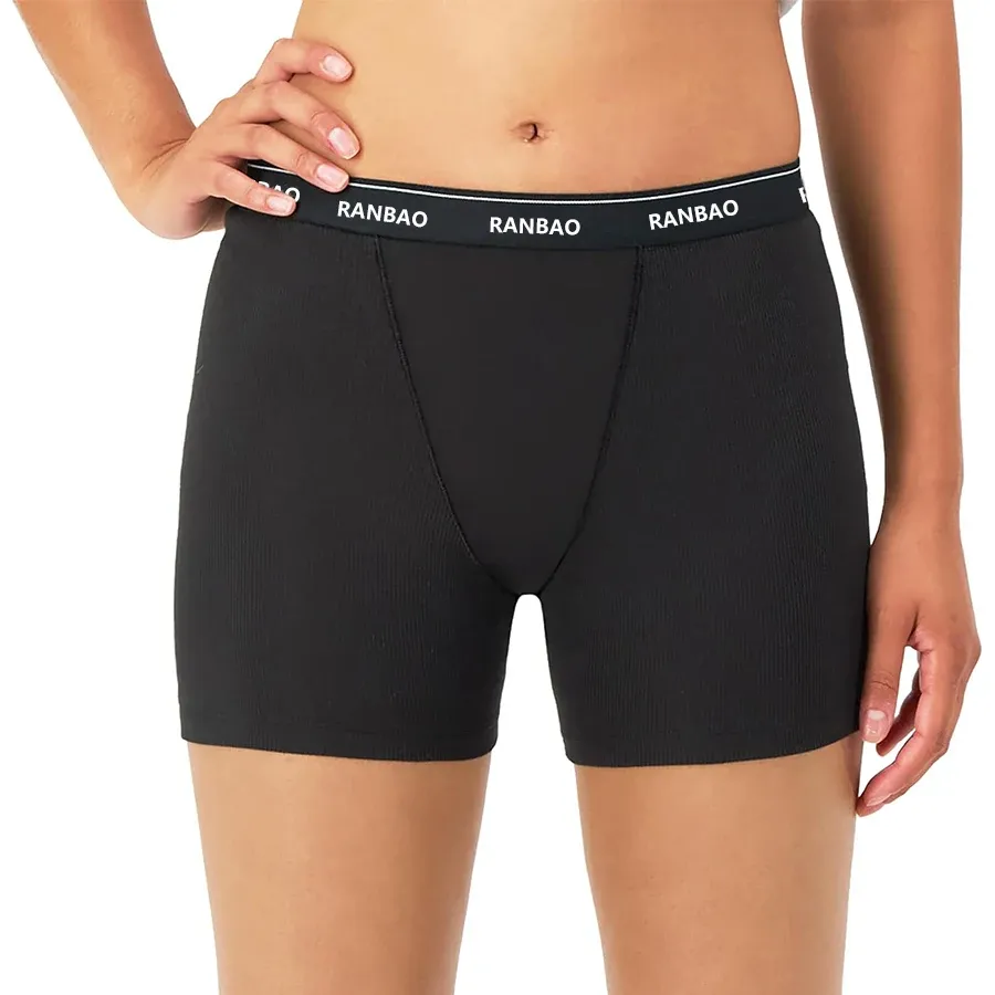 Custom Wicking Fabric Breathable Fresh Stretch Cotton Womens Mid Thigh Underwear Boxer Brief-RANBAO