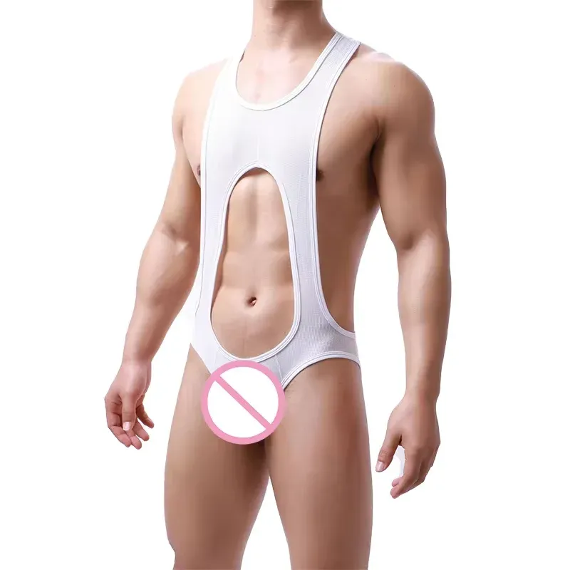 Custom Sexy Bodysuits Underwear New Fitness  Big Pouch Man Bodysuit for Men-RANBAO