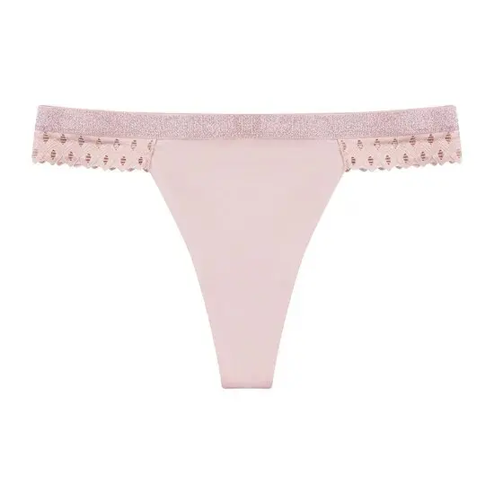 Wholesale Solid Women Thong Polyamide Seamless Underpants Ladies Sexy Low-Rise Breathable Panties Ice Silk Shiny G-String-RANBAO