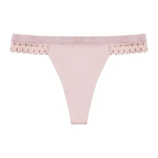 Wholesale Solid Women Thong Polyamide Seamless Underpants Ladies Sexy Low-Rise Breathable Panties Ice Silk Shiny G-String-RANBAO