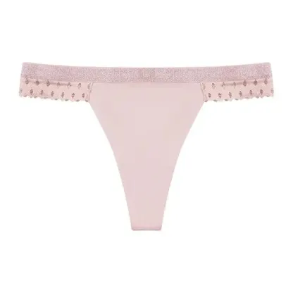 Wholesale Solid Women Thong Polyamide Seamless Underpants Ladies Sexy Low-Rise Breathable Panties Ice Silk Shiny G-String-RANBAO