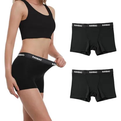 Custom Micro-fiber Waistband Modal Anti Chafing Soft Stretch Panties Womens Underwear Boy Shorts Boxer Briefs for Ladies-RANBAO