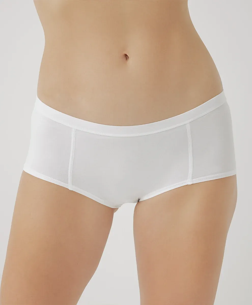 Everyday Organic Cotton Boyshorts for Adults Mid-rise Waist Smooth Look Tagless Extended Leg Woven Weaving Method-RANBAO