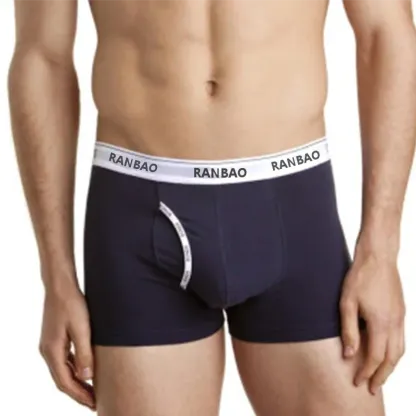 Customized Men's Mixed Size Cotton Boxer Shorts Solid Low-Rise Knitted Underwear with Breathable Feature-RANBAO