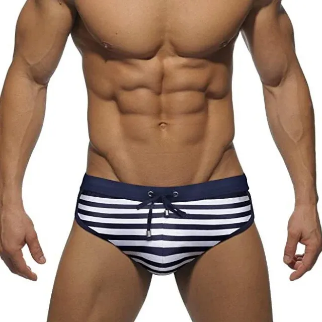 OEM Classic Striped String Closure Male Swimwear Mature Charming Sexy Men'S Swim Briefs-RANBAO