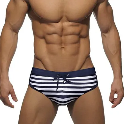 OEM Classic Striped String Closure Male Swimwear Mature Charming Sexy Men'S Swim Briefs-RANBAO