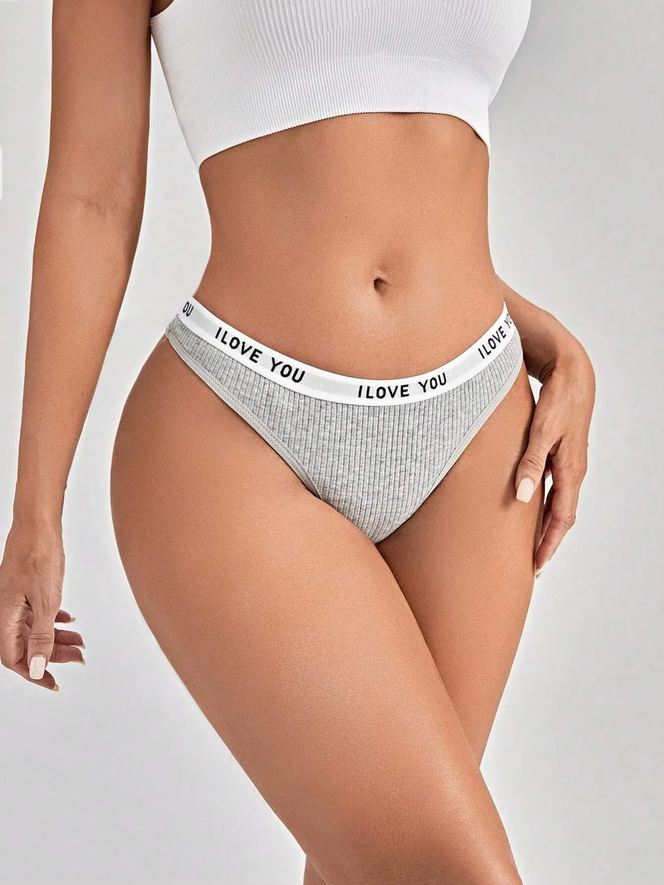 Wholesale Custom Logo Comfortable Fabric Slogan Tape Waist Panty Women Thongs Low-Rise XL 4XL Breathable Print Underwear Adults-RANBAO