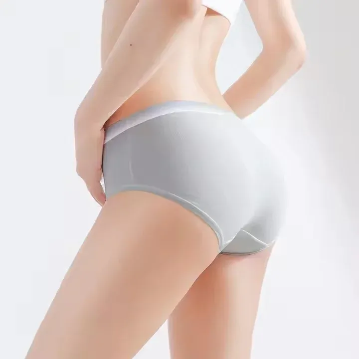 Women's Cotton Mid Rise Briefs Gradient Waistband Everyday Bikini Panties Solid Pattern Ladies Underwear-RANBAO