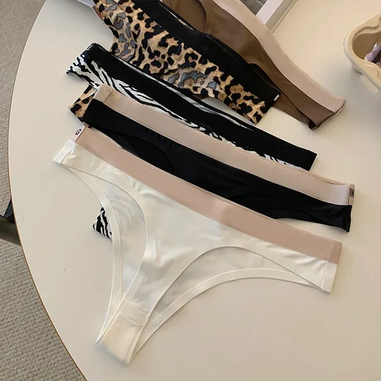 Factory Wholesale Low Waist Sexy Luxury Women Bikini T-back panties Custom Pattern Printing Seamless Underwear Tangas Thong-RANBAO