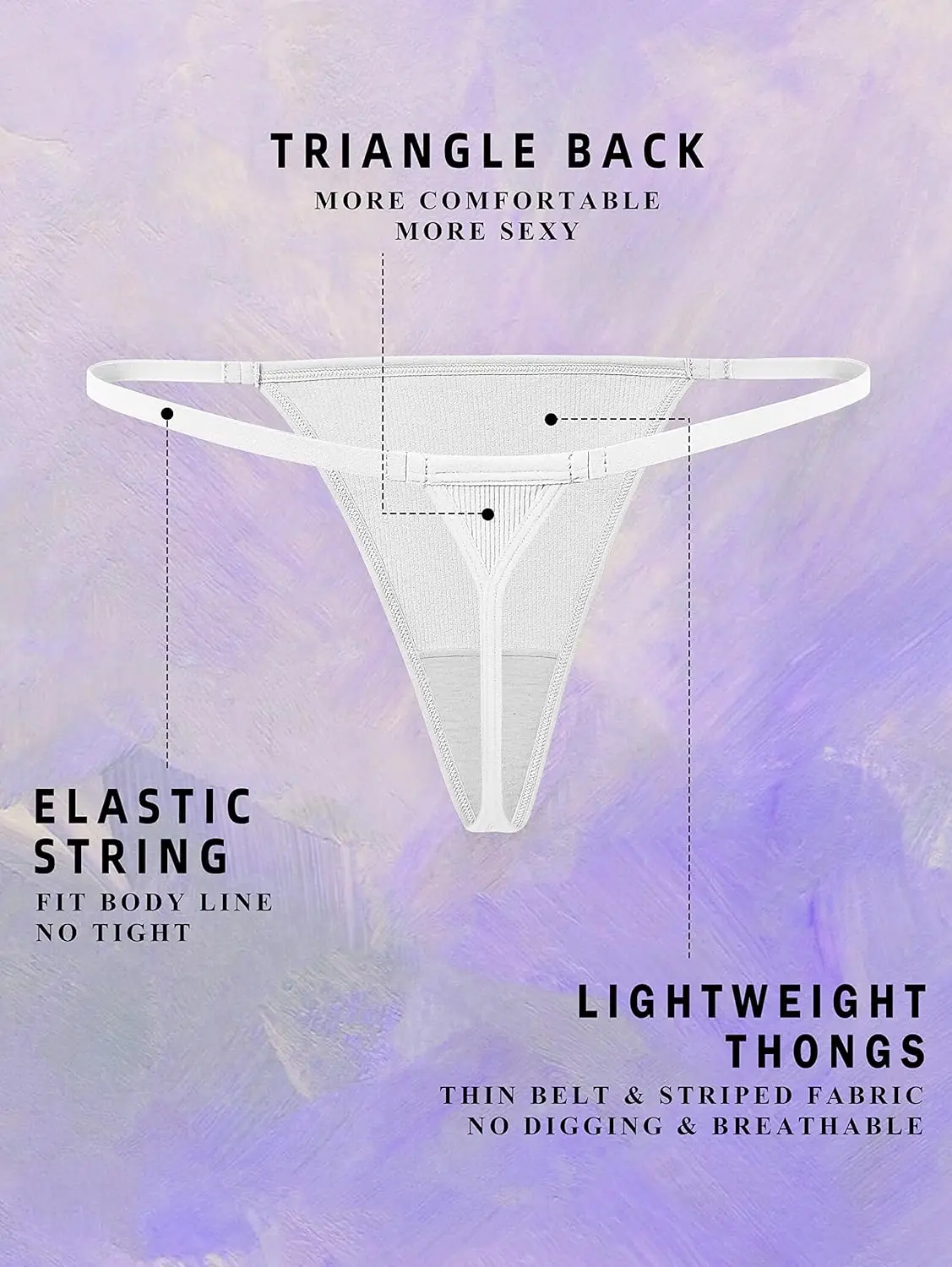 Women's Hipster Sexy Underwear Low Rise T-back Tangas G-String Thongs with Breathable Print Pattern Waist Logo-RANBAO