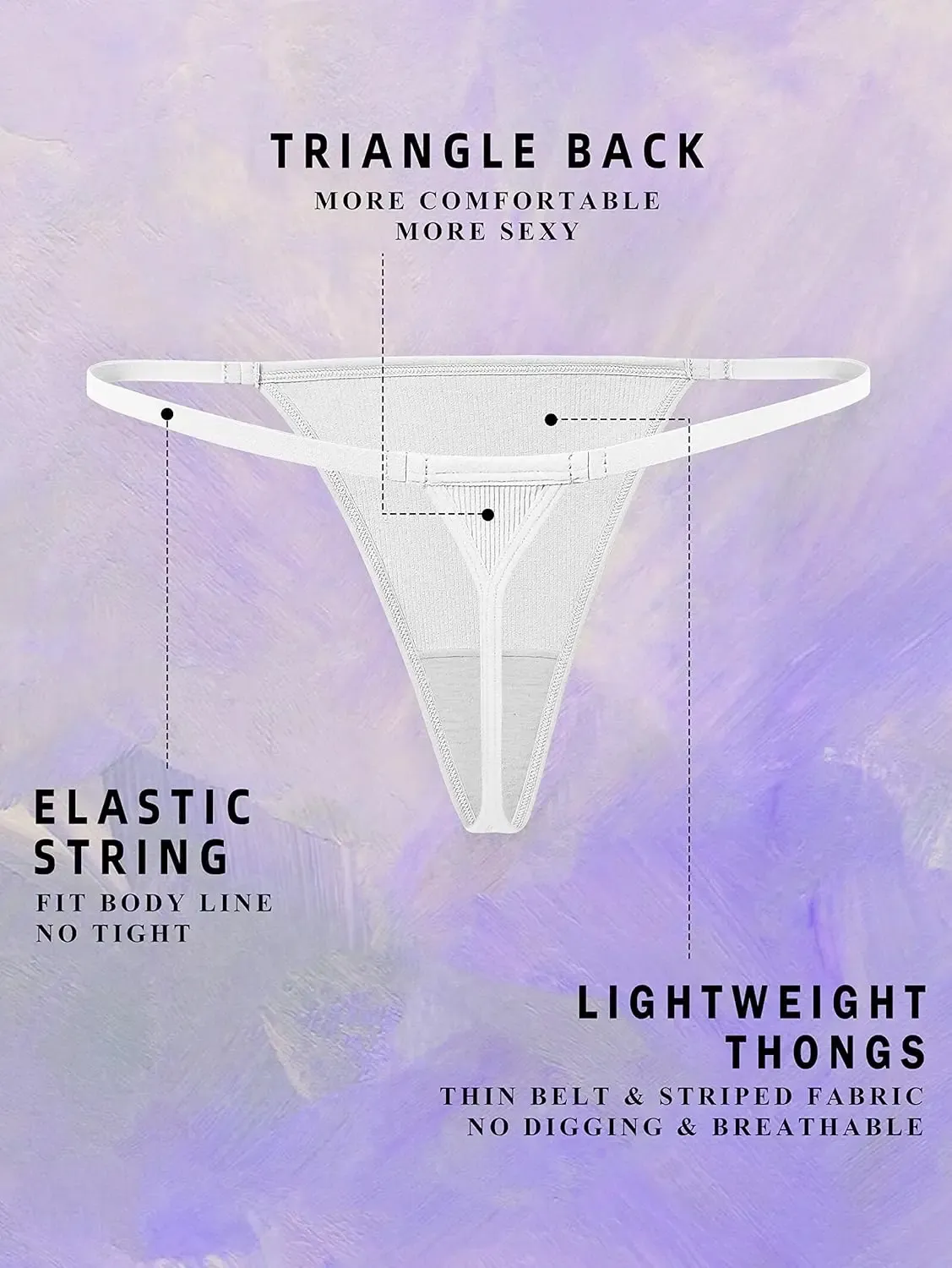 Women's Hipster Sexy Underwear Low Rise T-back Tangas G-String Thongs with Breathable Print Pattern Waist Logo-RANBAO