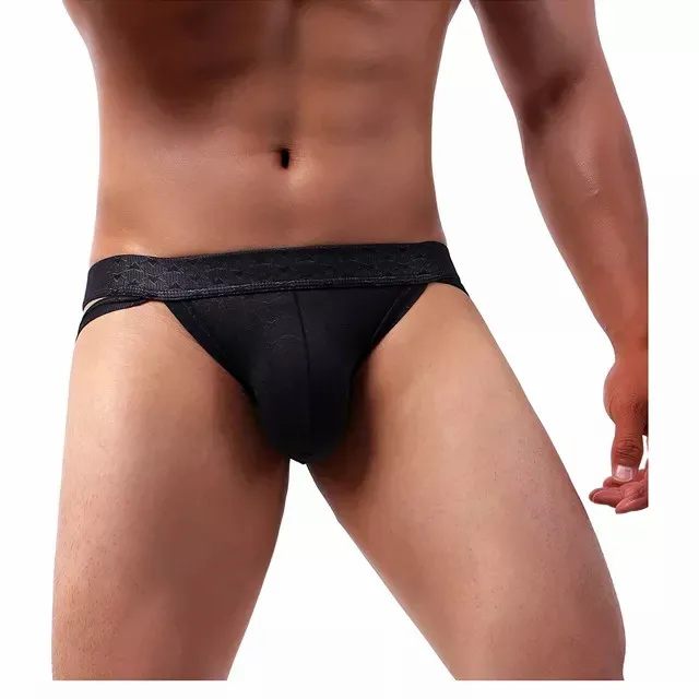 Men's Ice Silk Seamless Thong G String Elastic Low Rise Classic Bikini Athletic Briefs Breathable Underwear-RANBAO