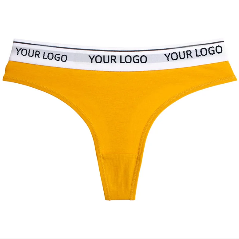 New Design Custom Logo Women Sports Fitness Mid-waist Briefs Letter Printed Cotton Panties Seamless Women Thongs-RANBAO