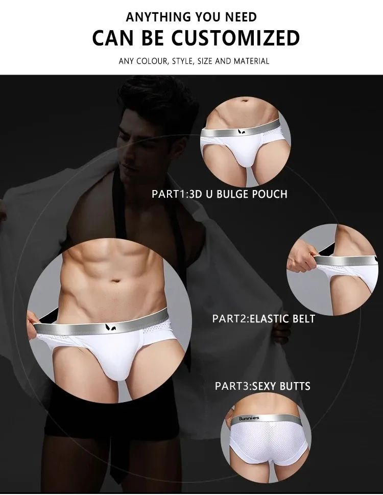 Wholesale Sexy Men Modal Mesh Briefs Breathable Fashion Young Boys Underwear Sheer Mens Underwear-RANBAO