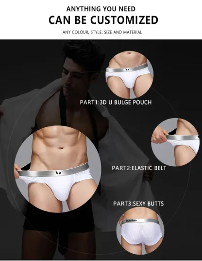 Wholesale Sexy Men Modal Mesh Briefs Breathable Fashion Young Boys Underwear Sheer Mens Underwear-RANBAO