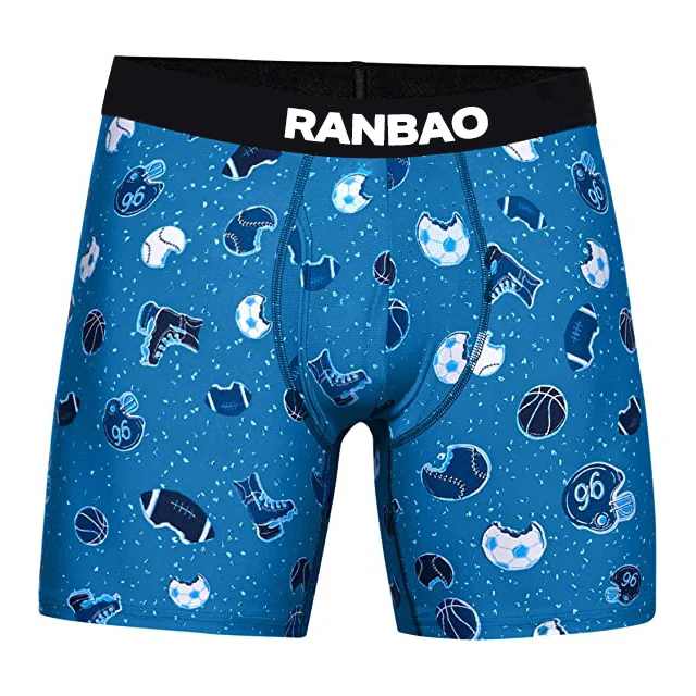 Most Stylish Fancy Front Open Big Bulge Penis Underwear comfort Flex Waistband Long Men's Cotton Boxer Briefs-RANBAO