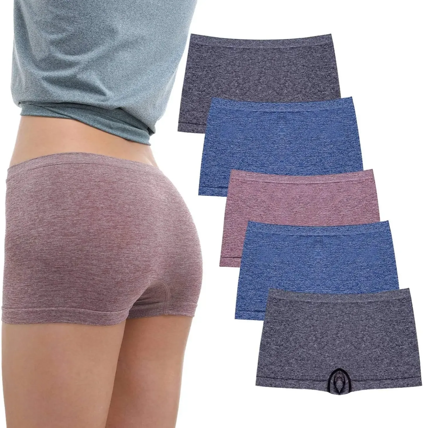 Women's XL Cotton Casual Sports Underwear High Stretch Female Panties Comfortable Boxers Shorts Logo Waist Excellent Customer-RANBAO