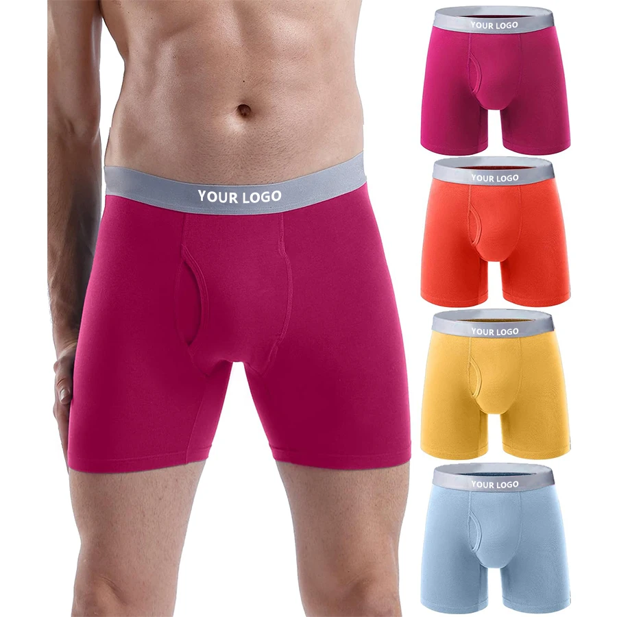 Custom Men's Boxer Briefs Cotton Spandex Stretch Underwear with Open Fly Tagless & Breathable Mid-Rise XXL Printed Pattern-RANBAO