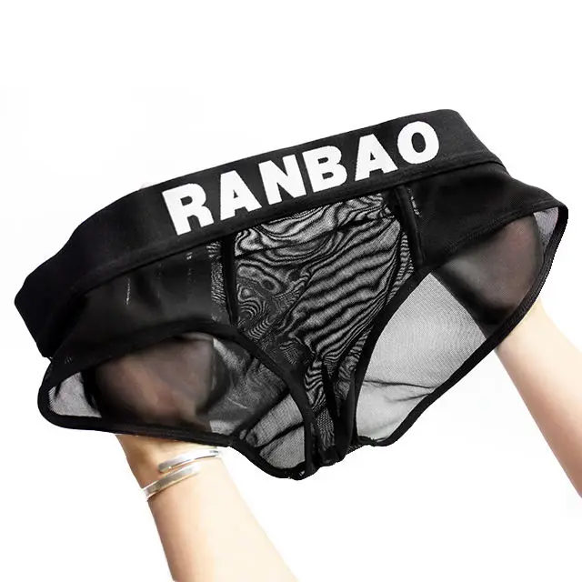 Hot Spicy See Through Big Pouch comfort Wide Flex Waistband Men's Briefs Custom Underwear Men Boxer Briefs-RANBAO