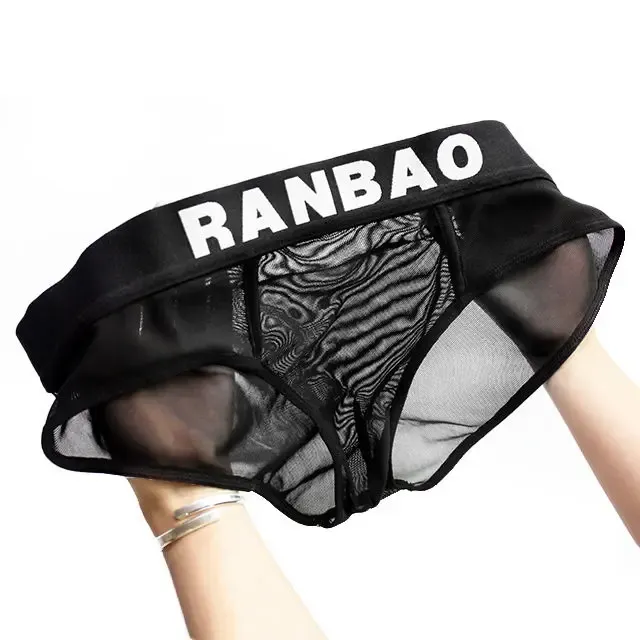 Hot Spicy See Through Big Pouch comfort Wide Flex Waistband Men's Briefs Custom Underwear Men Boxer Briefs-RANBAO