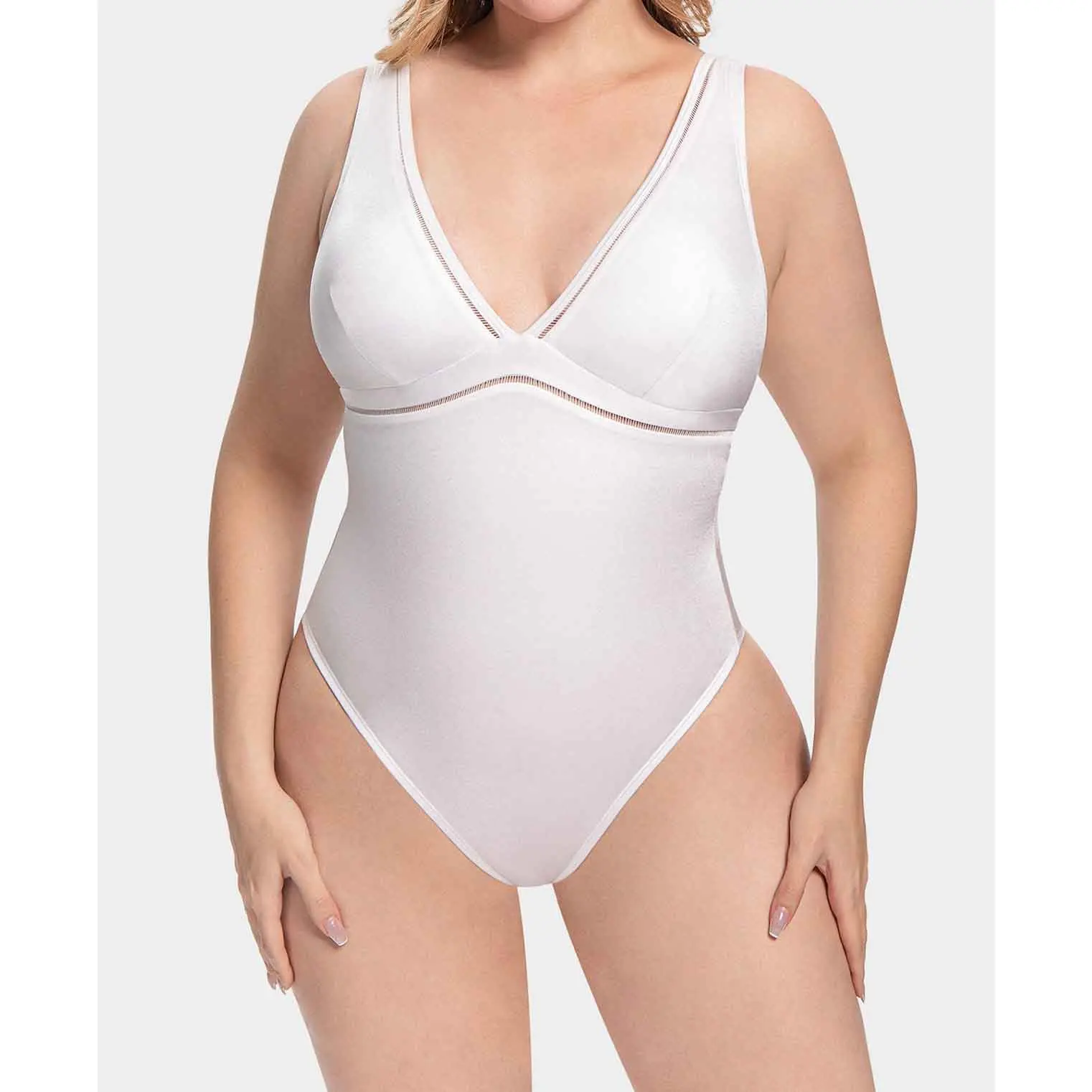 Lady's Women's Bodysuit Plus Jumpsuit for Female Beach High Cut Sexy Backless Swimsuit Swimwear Bathing Wear One Piece V-neck-RANBAO