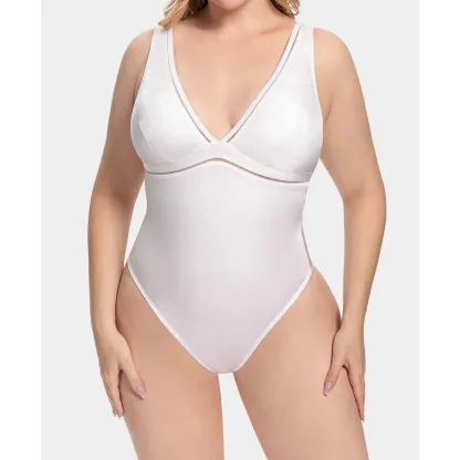 Lady's Women's Bodysuit Plus Jumpsuit for Female Beach High Cut Sexy Backless Swimsuit Swimwear Bathing Wear One Piece V-neck-RANBAO