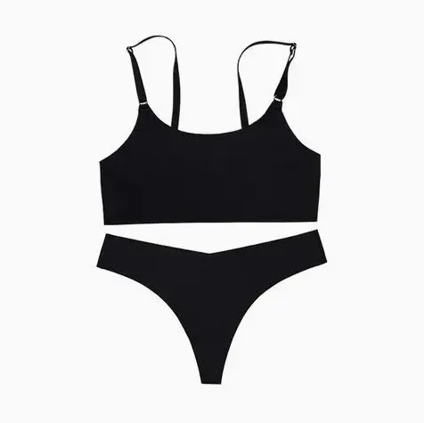 Custom Stylish Solid Cotton Modal Seamless Wireless Bras and Women Underwear Set-RANBAO