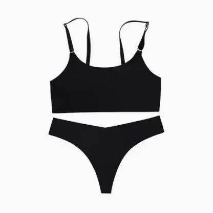 Custom Stylish Solid Cotton Modal Seamless Wireless Bras and Women Underwear Set-RANBAO