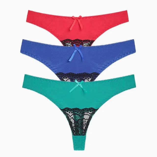 Luxurious Microfiber Thong with Intricate Front Lace Detailing-RANBAO