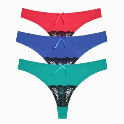 Luxurious Microfiber Thong with Intricate Front Lace Detailing-RANBAO