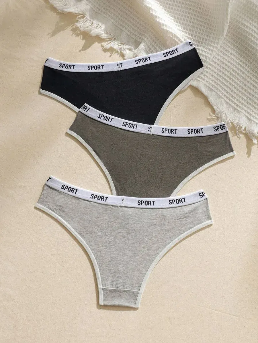 Custom Logo Basics Plus Size Letter Elastic Band Tape Waist Contrast Binding Brief-RANBAO