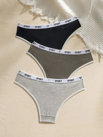 Custom Logo Basics Plus Size Letter Elastic Band Tape Waist Contrast Binding Brief-RANBAO