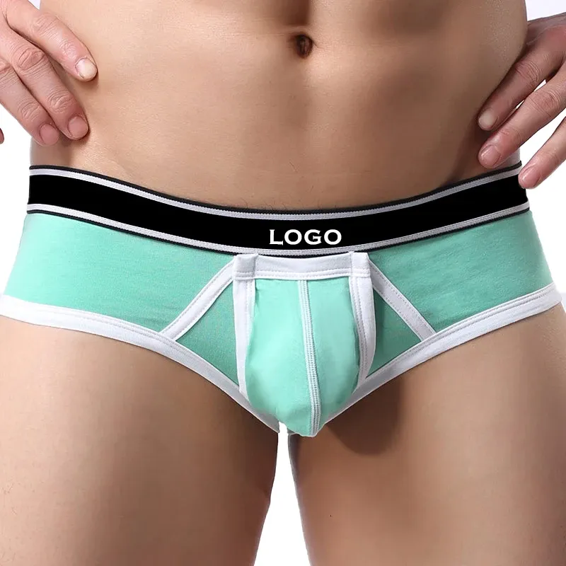 Underwear Factory Men Underwear Solid Color Spandex Pocket Underwear Briefs for Gay Men-RANBAO