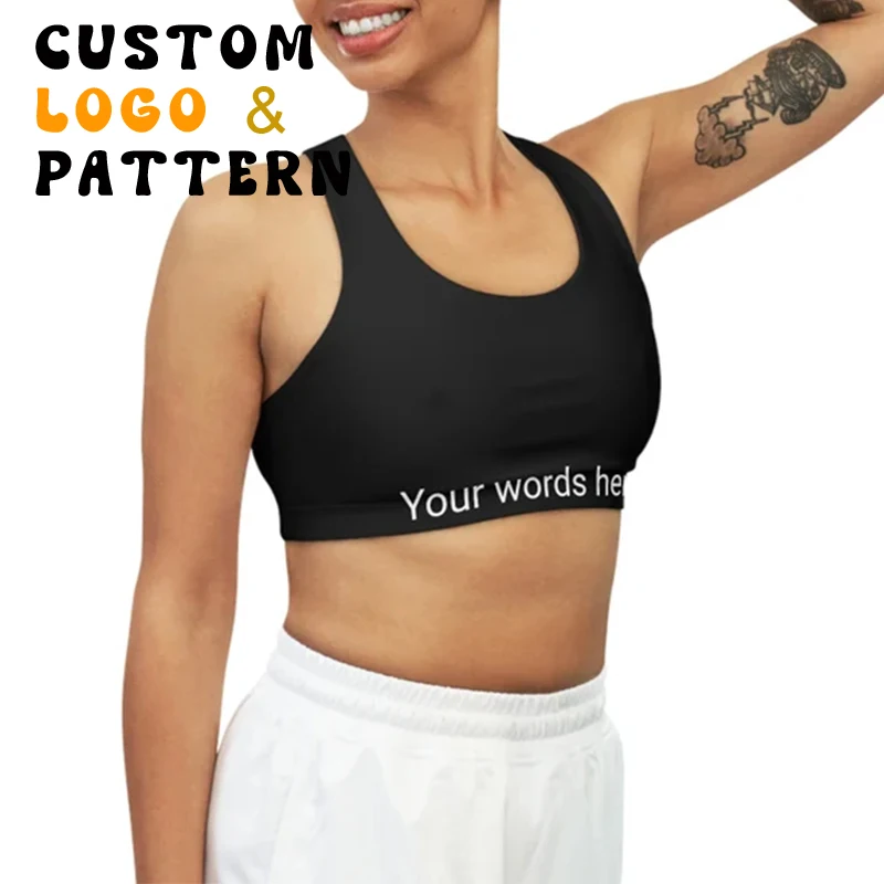 Custom logo Waistband Fitness Bra High Quality Compression Moisture-Wicking Gym Seamless Women Racerback Sports Bra for Ladies-RANBAO