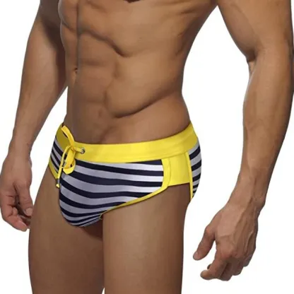 OEM Classic Striped String Closure Male Swimwear Mature Charming Sexy Men'S Swim Briefs-RANBAO
