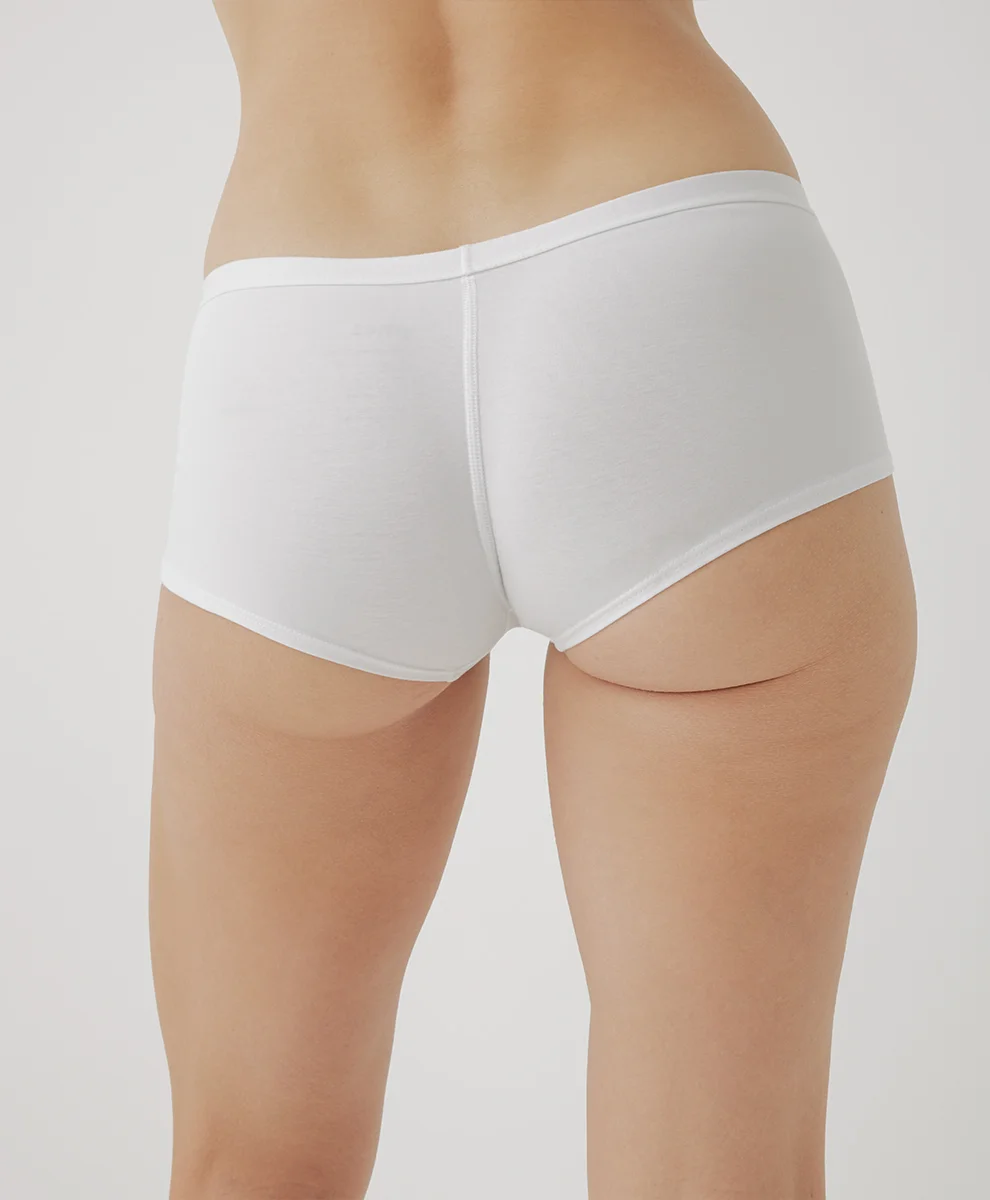 Everyday Organic Cotton Boyshorts for Adults Mid-rise Waist Smooth Look Tagless Extended Leg Woven Weaving Method-RANBAO