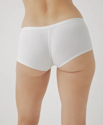 Everyday Organic Cotton Boyshorts for Adults Mid-rise Waist Smooth Look Tagless Extended Leg Woven Weaving Method-RANBAO