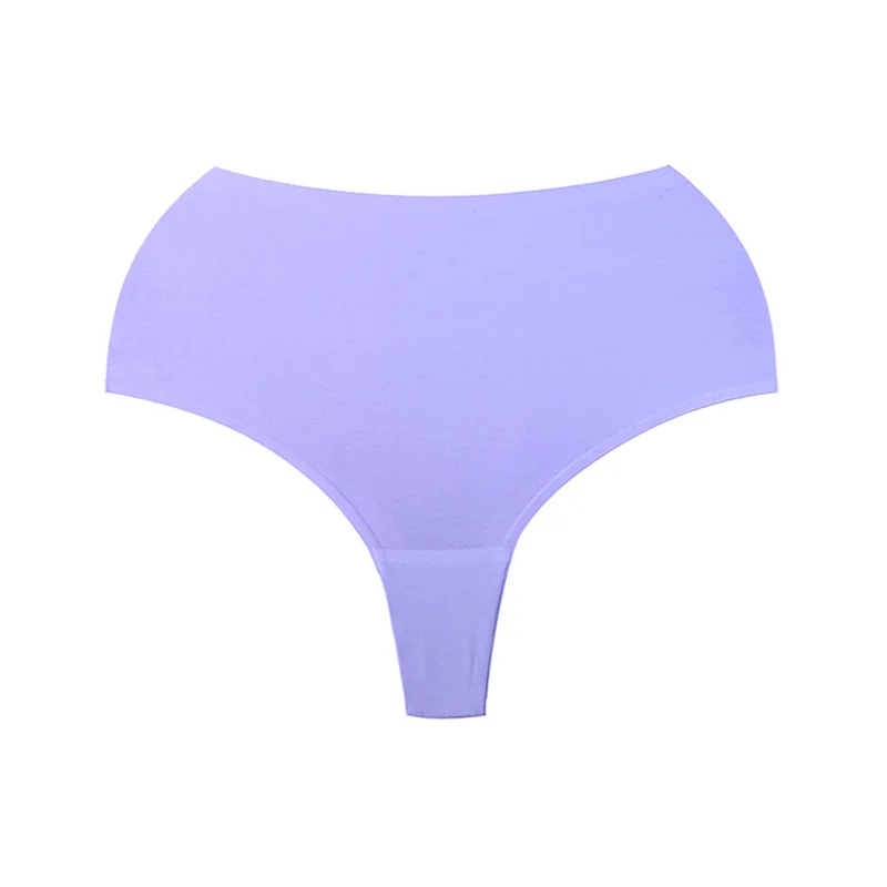 High-Waisted Large Size Thong Panties Women's Ice Silk One-Piece Seamless Sexy Panties Sports Quick Dry Briefs Thongs-RANBAO