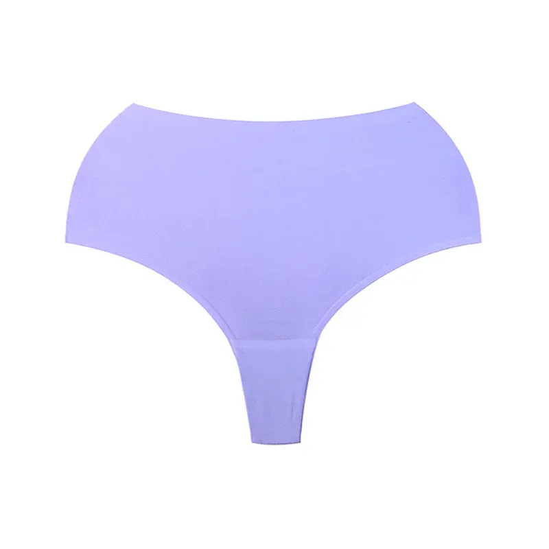 High-Waisted Large Size Thong Panties Women's Ice Silk One-Piece Seamless Sexy Panties Sports Quick Dry Briefs Thongs-RANBAO