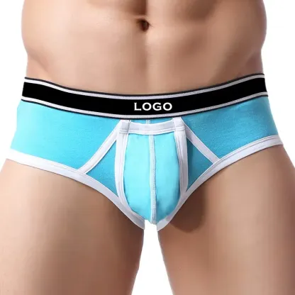 Underwear Factory Men Underwear Solid Color Spandex Pocket Underwear Briefs for Gay Men-RANBAO