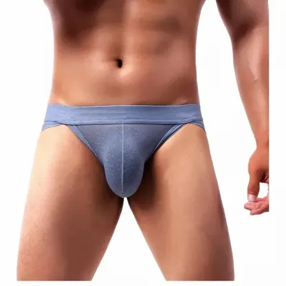 Men's Ice Silk Seamless Thong G String Elastic Low Rise Classic Bikini Athletic Briefs Breathable Underwear-RANBAO